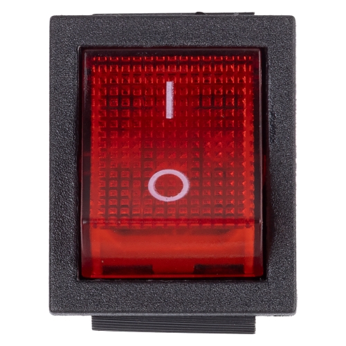 Выключатель клавишный 250В 16А (4с) ON-OFF красный с подсветкой Smartbuy