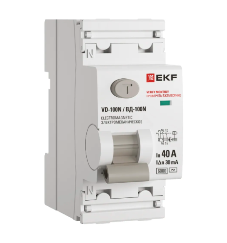 УЗО 2п 40А ВДТ ВД-100N 30мА НОВАЯ ЛИНЕЙКА EKF PROxima 4.5кА  эл.механическое
