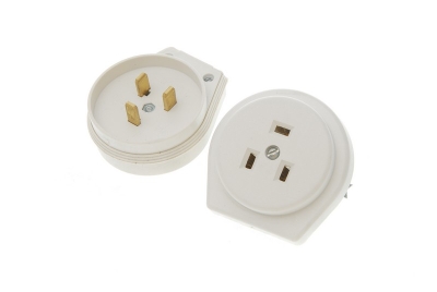 Разъём БЕЛЫЙ  РШ/ВШ 3-х штырьк. с з/к 32А/250В скрытой/проводки