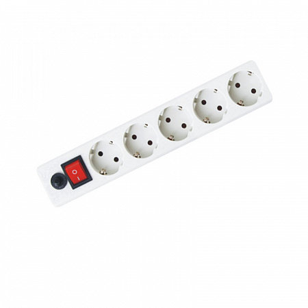 Сетевой фильтр 16А/2,5кВт General 5гн 3м белый (ПВС 3х1) (20) 471001