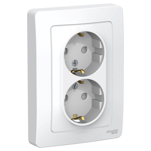 Розетка 2гн с з/к со шторк,  Blanca Белый с/п IP44 BLNRS001121 (5/30)