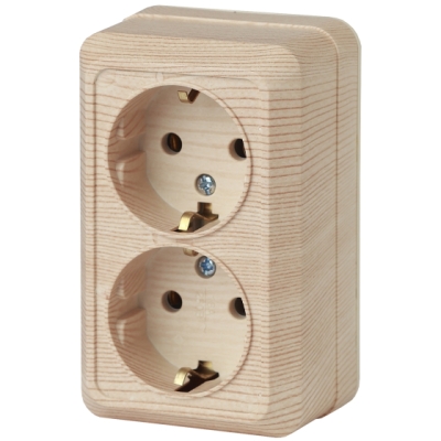 Розетка 2гн с з/к ОУ 16А сосна Intro Quadro IP20 керамика ЭРА 2-204-11