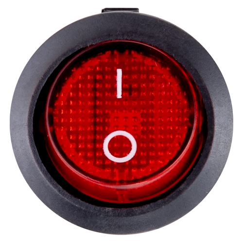 Выключатель клавишный круглый 250В 6А (3с) ON-OFF красный с подсветкой Smartbuy