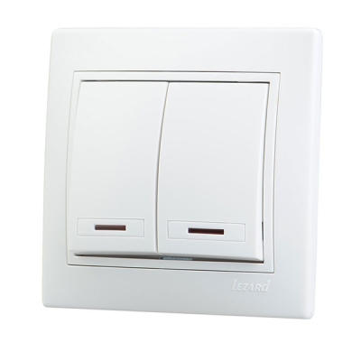 Выключатель 2кл свет MIRA жемчужно-белый (3030112)