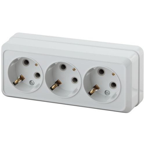 Розетка 3гн с з/к ОУ 16А белый Intro Quadro IP20 ЭРА 2-206-01