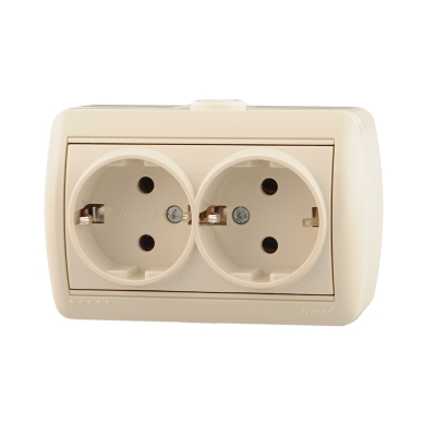 Розетка 2гн с з/к о/п Nata крем (0300127) (10/120)
