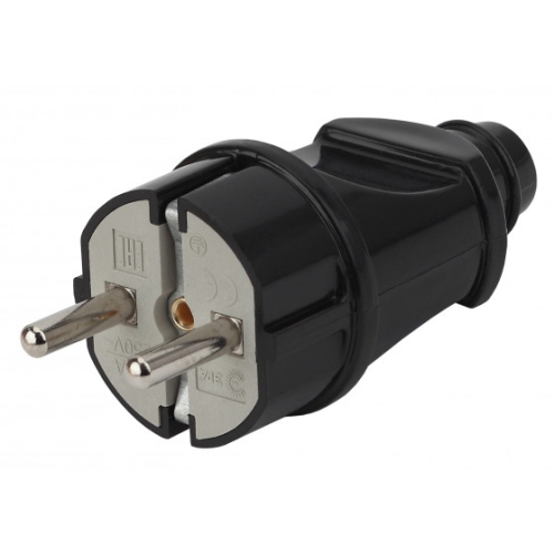 Вилка прямая с з/к черная 16А ЭРА