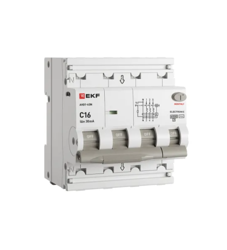 Диф. автомат АВДТ-63N 3P+N 16А (C) 30мА (AC) эл 6кА PROXIMA EKF