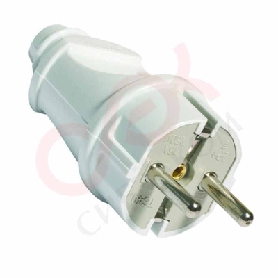 Вилка прямая с з/к белая 16А Smartbuy 250В