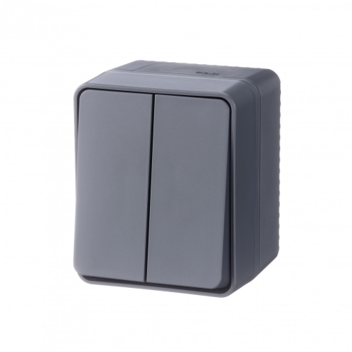 Выключатель 2кл о/п AtlasDesign PROFI IP54 10 АХ АНТРАЦИТ (12/96) ATN544051 
