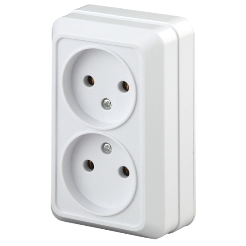 Розетка 2гн ОУ 16А белый Intro Quadro IP20 ЭРА 2-203-01