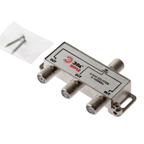 Делитель на 3 ТВ D-F-02 под F-разъём 5-1000 МГц ЭРА
