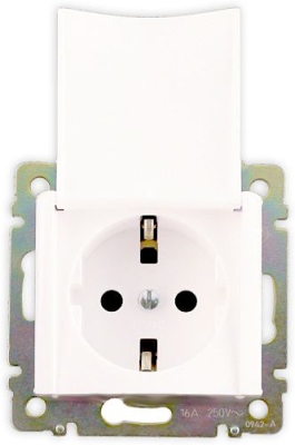 Розетка 1гн с з/к с/п с крышк Valena белый (774422)
