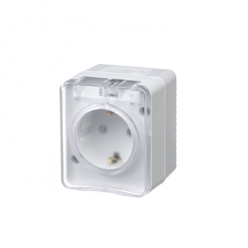 Розетка 1 гн с з/к о/п со шт. AtlasDesign PROFI IP54 16А 250B БЕЛЫЙ (12/96) ATN540145