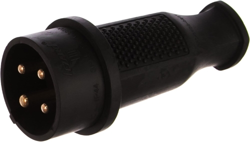 Вилка прямая каучуковая 380В, 3P+PE, 32A, IP44 Lezard 100-0201