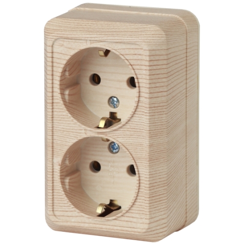 Розетка 2гн с з/к ОУ 16А сосна Intro Quadro IP20 керамика ЭРА 2-204-11