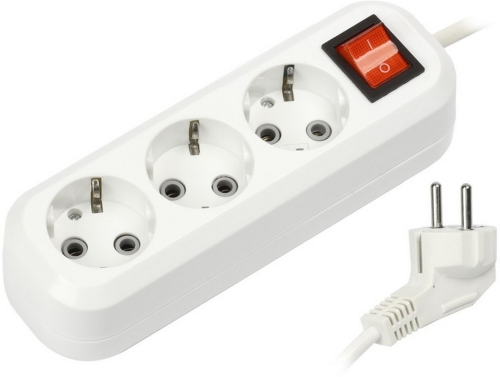 Колодка 3гн с з/к с выкл. белая Smartbuy