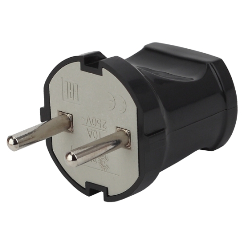 Вилка прямая черная 10А 250В ЭРА V*1-B