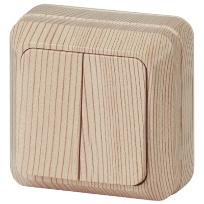 Выключатель 2кл ОУ 10А сосна Intro Quadro IP20 ЭРА 2-104-11