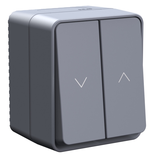 Выключатель 2кл для ЖАЛЮЗИ о/п AtlasDesign PROFI IP54  10 АХ АНТРАЦИТ (12/96) ATN544019