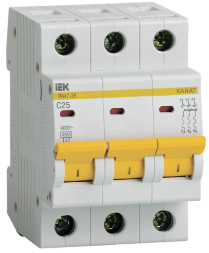 KARAT Авт. выкл. ВА47-29 3P C 25А 4,5кА IEK