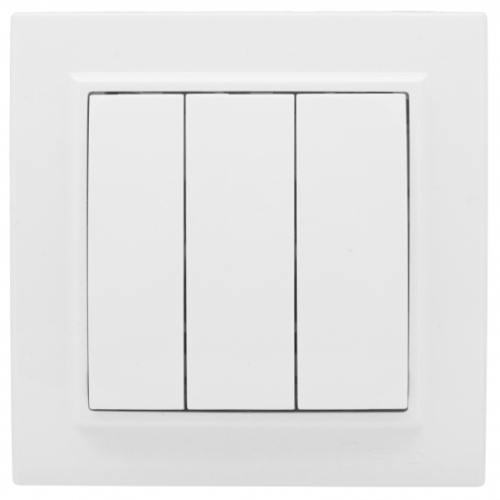 Выключатель 3-кл СП 10А белый. EKF Минск (10/200)