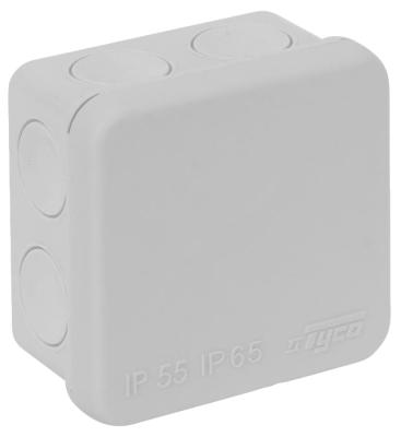 Коробка распр.герм.  70*70*40 IP65 СЕРЫЙ RUVINIL 67230 (6/162) 2К под МОНТАЖНЫЙ ПИСТОЛЕТ