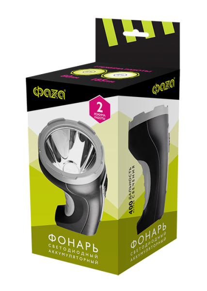 Фонарь ФАZА Accu F2- L5W 1LED 5Вт 220В черный (85717)