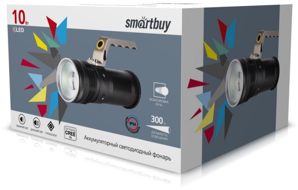 Фонарь ручной Smartbuy ACCU LED CREE T6 10Вт с симтемой фокусировки луча IP54
